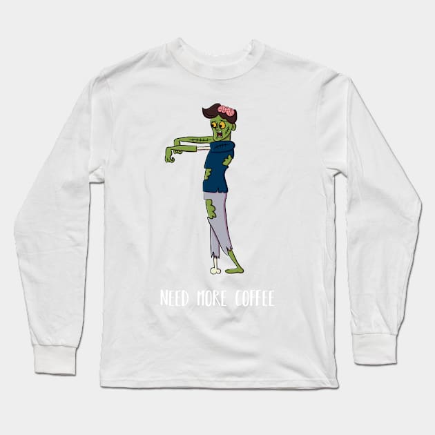 Coffee Zombie Boy Long Sleeve T-Shirt by krimons